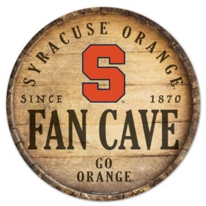 Syracuse Orange Sign Wood 14 Inch Round Barrel Top Design