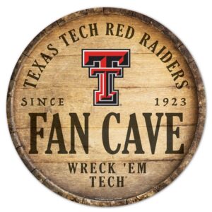 Texas Tech Red Raiders Sign Wood 14 Inch Round Barrel Top Design