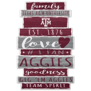 Texas A&M Aggies Sign 11x17 Wood Family Word