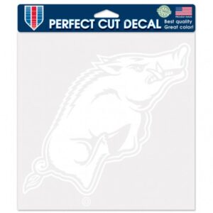 Arkansas Razorbacks Decal 8x8 Perfect Cut White