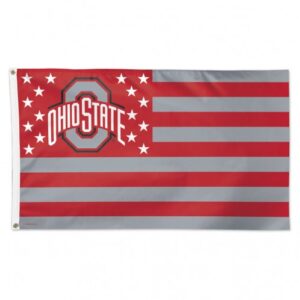 Ohio State Buckeyes Flag 3x5 Deluxe Style Stars and Stripes Design