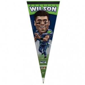Seattle Seahawks Pennant 12x30 Premium Style Russell Wilson Caricature Design