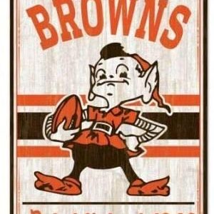 Cleveland Browns Sign 11x17 Wood Classic Logo Retro