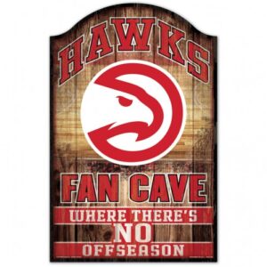 Atlanta Hawks Sign 11x17 Wood Fan Cave Design