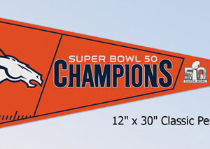 Denver Broncos Pennant 12x30 Super Bowl 50 Champion Logo Design