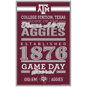 Texas A&M Aggies Sign 11x17 Wood Established Design