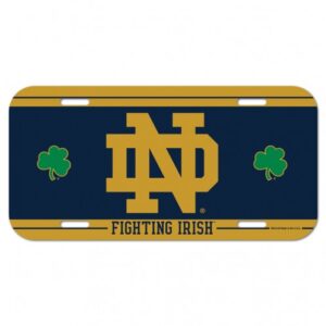 Notre Dame Fighting Irish License Plate Plastic Shamrocks Design