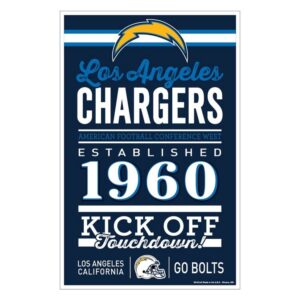 Los Angeles Chargers Sign 11x17 Wood Established Design