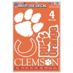 Clemson Tigers Decal 11x17 Multi Use Cut to Logo 4 Piece