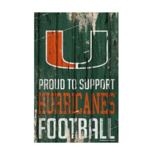 Miami Hurricanes Sign 11x17 Wood Proud to Support Design