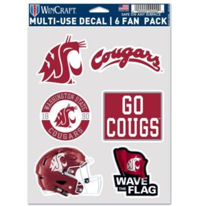 Washington State Cougars Decal Multi Use Fan 6 Pack