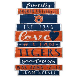 Auburn Tigers Sign 11x17 Wood Family Word