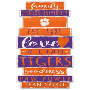 Clemson Tigers Sign 11x17 Wood Family Word