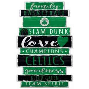Boston Celtics Sign 11x17 Wood Family Word