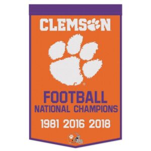 Clemson Tigers Banner Wool 24x38 Dynasty Champ Design Football