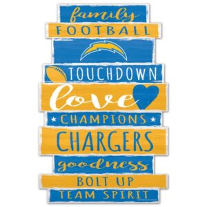Los Angeles Chargers Sign 11x17 Wood Family Word