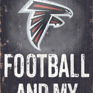 Atlanta Falcons Wood Sign - Football and Dog 6"x12"