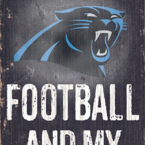 Carolina Panthers Wood Sign - Football and Dog 6"x12"