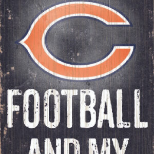 Chicago Bears Wood Sign - Football and Dog 6"x12"