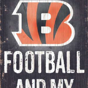 Cincinnati Bengals Wood Sign - Football and Dog 6"x12"