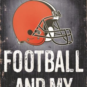 Cleveland Browns Wood Sign - Football and Dog 6"x12"
