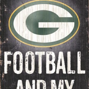 Green Bay Packers Wood Sign - Football and Dog 6"x12"