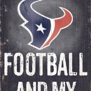 Houston Texans Wood Sign - Football and Dog 6"x12"