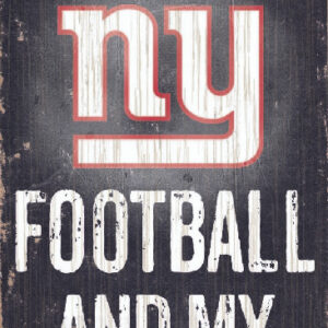 New York Giants Wood Sign - Football and Dog 6"x12"