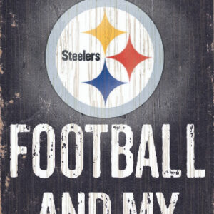 Pittsburgh Steelers Wood Sign - Football and Dog 6"x12"