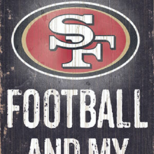 San Francisco 49ers Wood Sign - Football and Dog 6"x12"