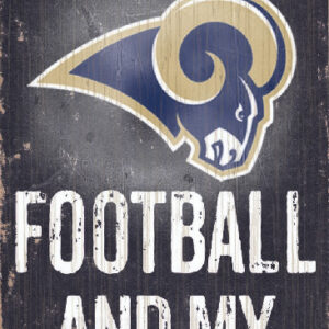 Los Angeles Rams Wood Sign - Football and Dog 6x12