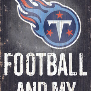 Tennessee Titans Wood Sign - Football and Dog 6"x12"