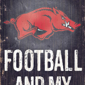 Arkansas Razorbacks Wood Sign - Football and Dog 6"x12"