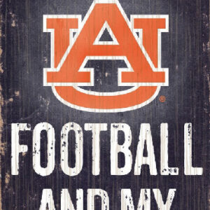 Auburn Tigers Wood Sign - Football and Dog 6"x12"