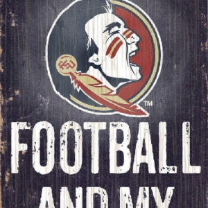 Florida State Seminoles Wood Sign - Football and Dog 6"x12"