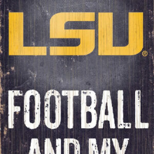 LSU Tigers Wood Sign - Football and Dog 6"x12"