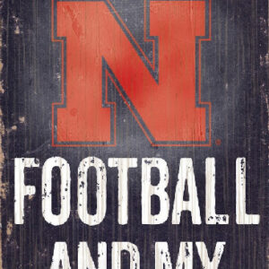 Nebraska Cornhuskers Wood Sign - Football and Dog 6"x12"