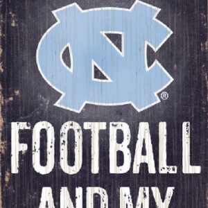 North Carolina Tar Heels Wood Sign - Football and Dog 6"x12"