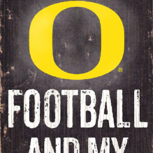 Oregon Ducks Wood Sign - Football and Dog 6"x12"