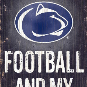 Penn State Nittany Lions Wood Sign - Football and Dog 6"x12"