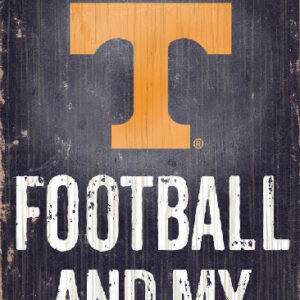 Tennessee Volunteers Wood Sign - Football and Dog 6"x12"