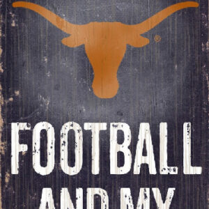 Texas Longhorns Wood Sign - Football and Dog 6"x12"