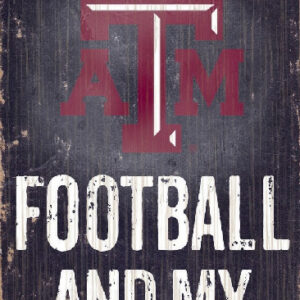 Texas A&M Aggies Wood Sign - Football and Dog 6"x12"
