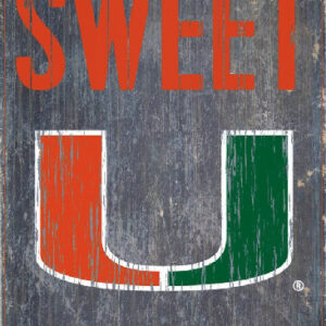 Miami Hurricanes Wood Sign - Home Sweet Home 6"x12"