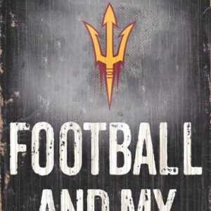 Arizona State Sun Devils Wood Sign - Football and Dog 6x12