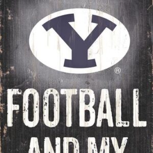 BYU Cougars Wood Sign - Football and Dog 6x12