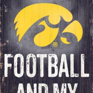 Iowa Hawkeyes Wood Sign - Football and Dog 6x12