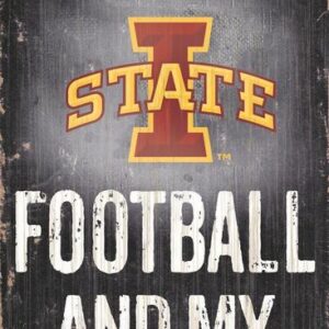 Iowa State Cyclones Sign Wood 6x12 Football and Dog Design