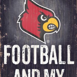 Louisville Cardinals Wood Sign - Football and Dog 6x12