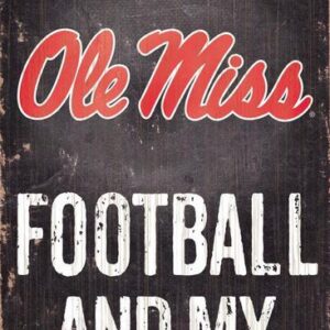 Mississippi Rebels Wood Sign - Football and Dog 6x12